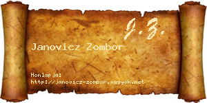 Janovicz Zombor névjegykártya